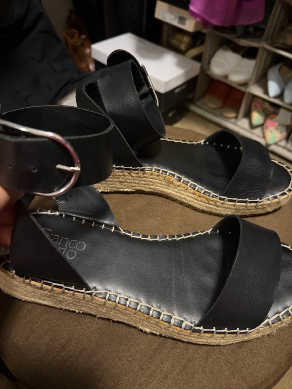 Franco Sarto Black Espadrille Ankle-Strap Sandals